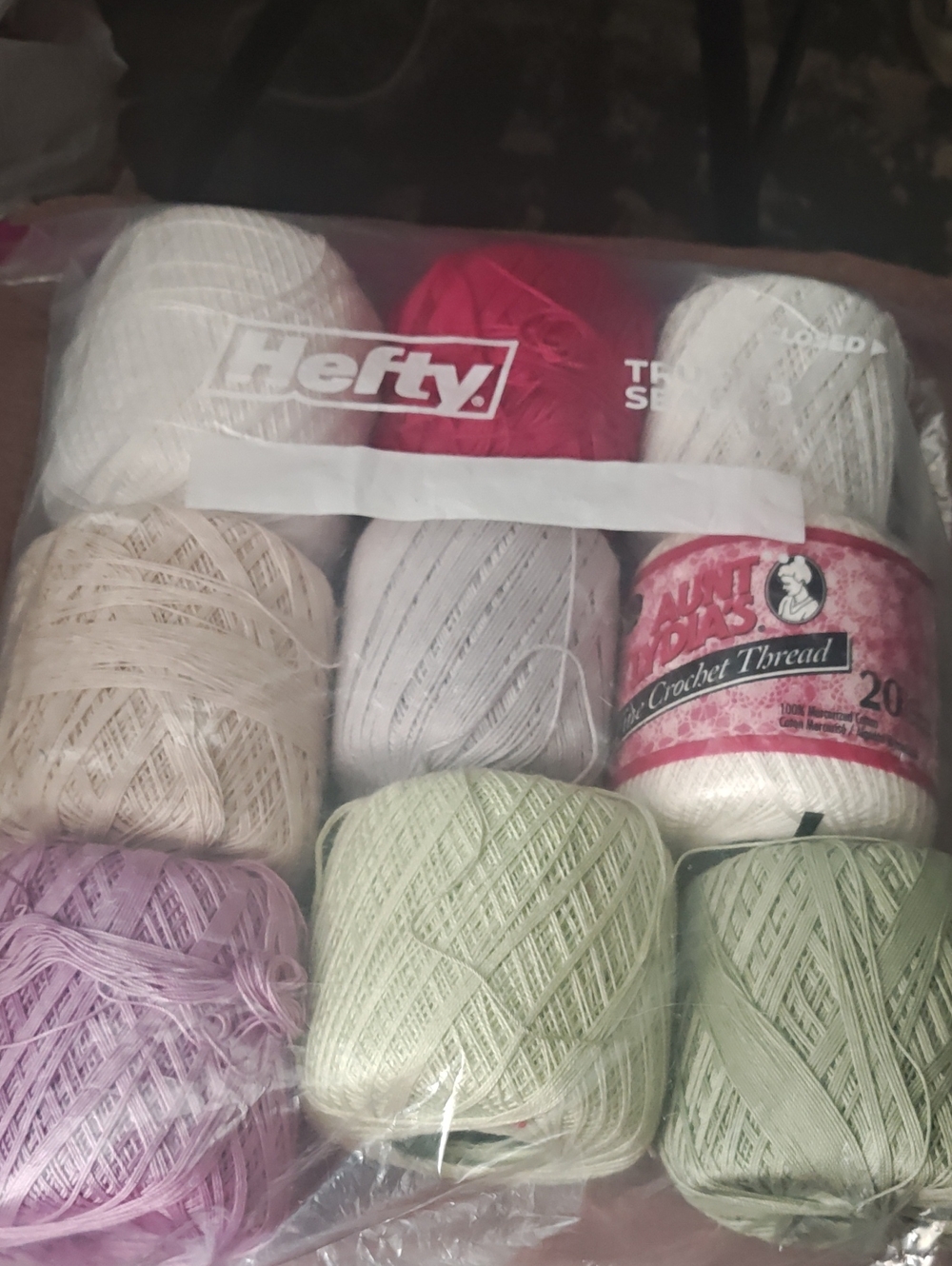 Pack of Pastel Crochet Thread - White, Cream, Pink, Lavender, Mint